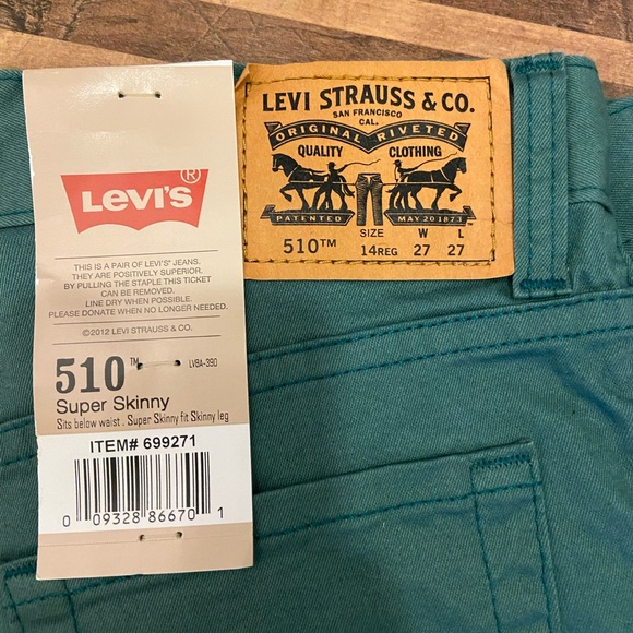NWT Levi’s 501 Super Skinny in Green - Picture 7 of 11